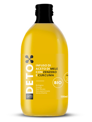 Bio jablečný ocet se zázvorem a kurkumou DETOX Andrea Milano 500ml